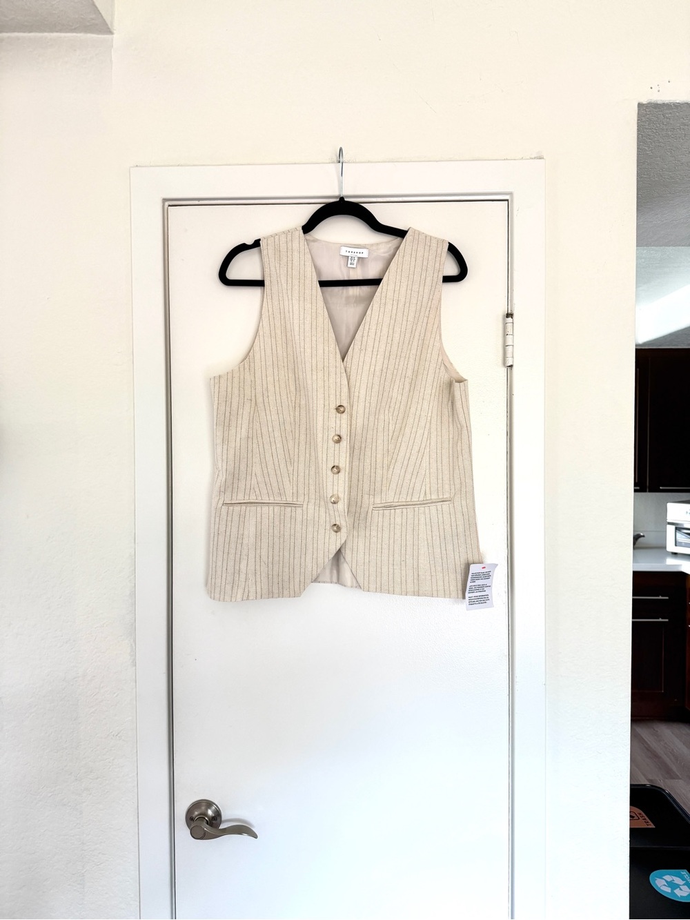 NWT Topshop Cream Pinstripe Button Front Vest